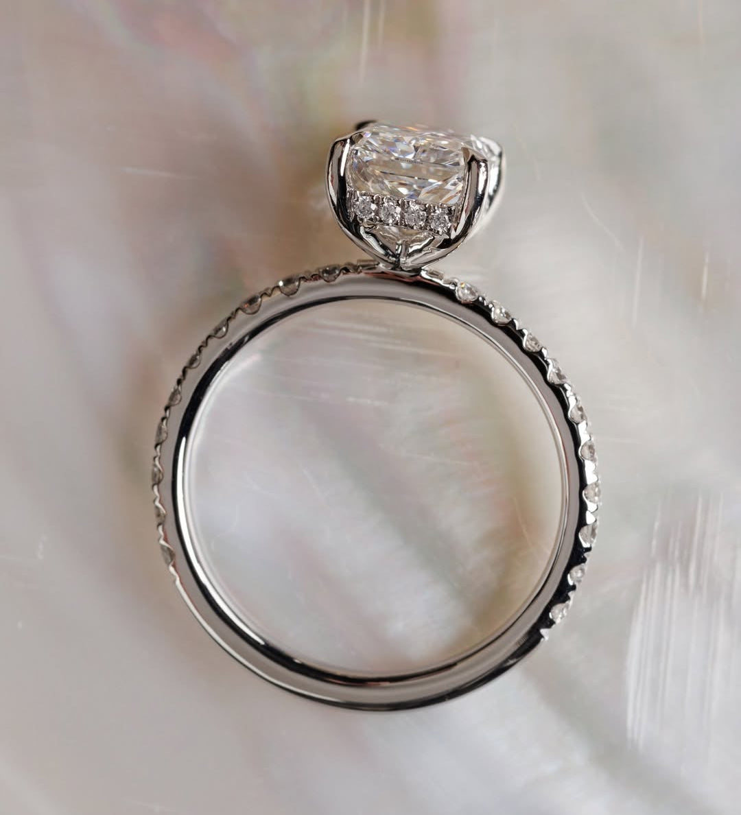 2.57 CT Radiant Lab Grown Diamond Pave Style Engagement Ring