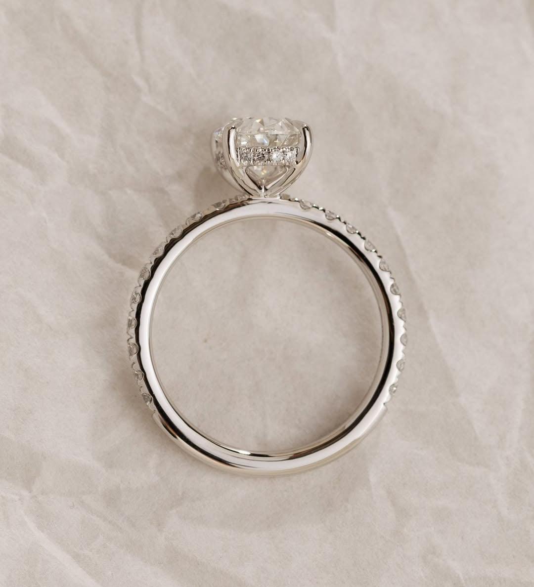 2.0 CT Oval Lab Grown Diamond Pave Style Engagement Ring