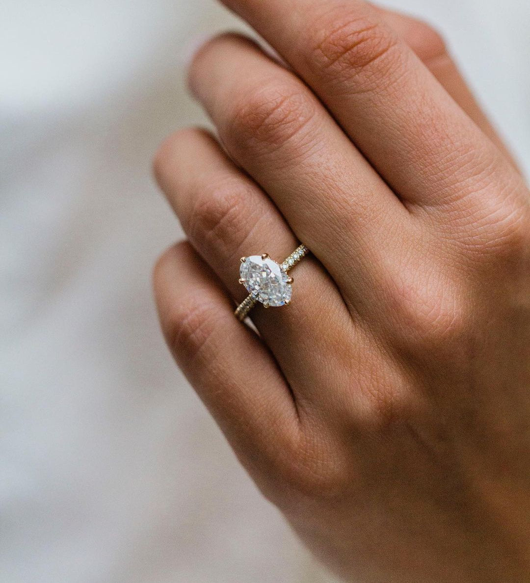 2.50 CT Oval Solitaire Hidden Halo Moissanite Engagement Ring 1