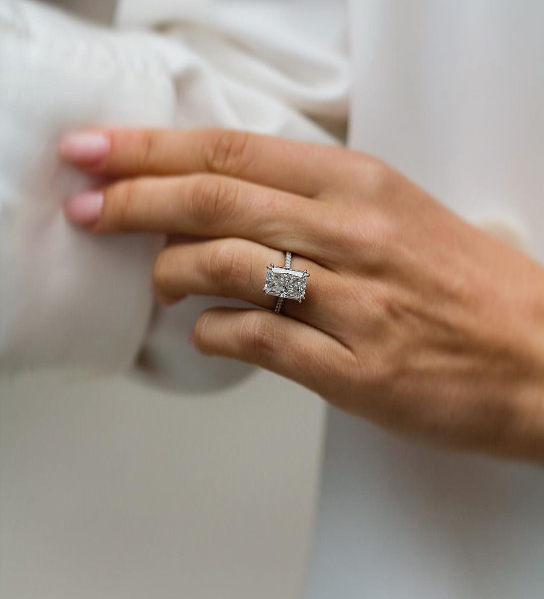 4.10 CT Radiant Solitaire Moissanite Engagement Ring 1