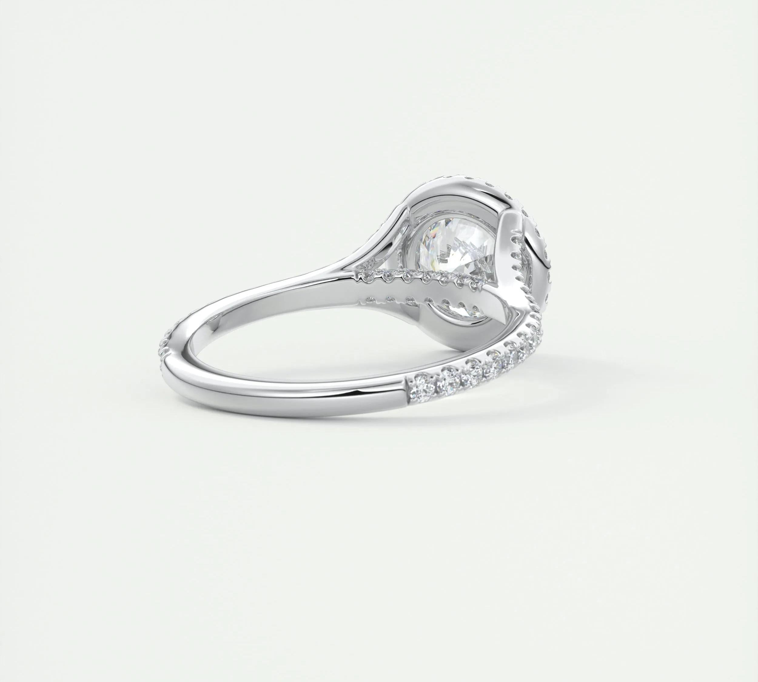 2 CT Round Halo Split Shank CVD F/VS1 Diamond Engagement Ring 3