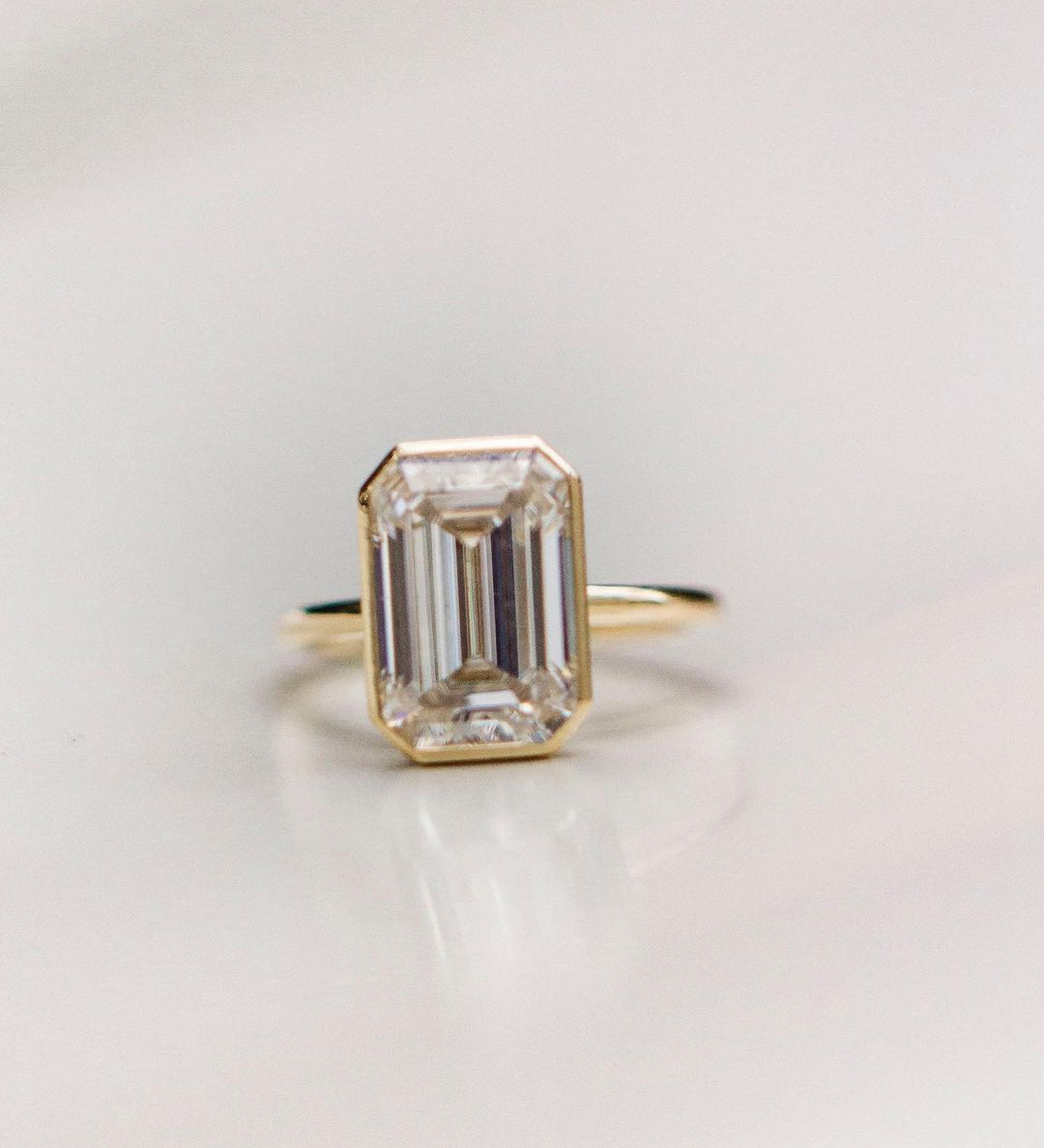 4.90 CT Emerald Cut Bezel Solitaire Moissanite Engagement Ring 2