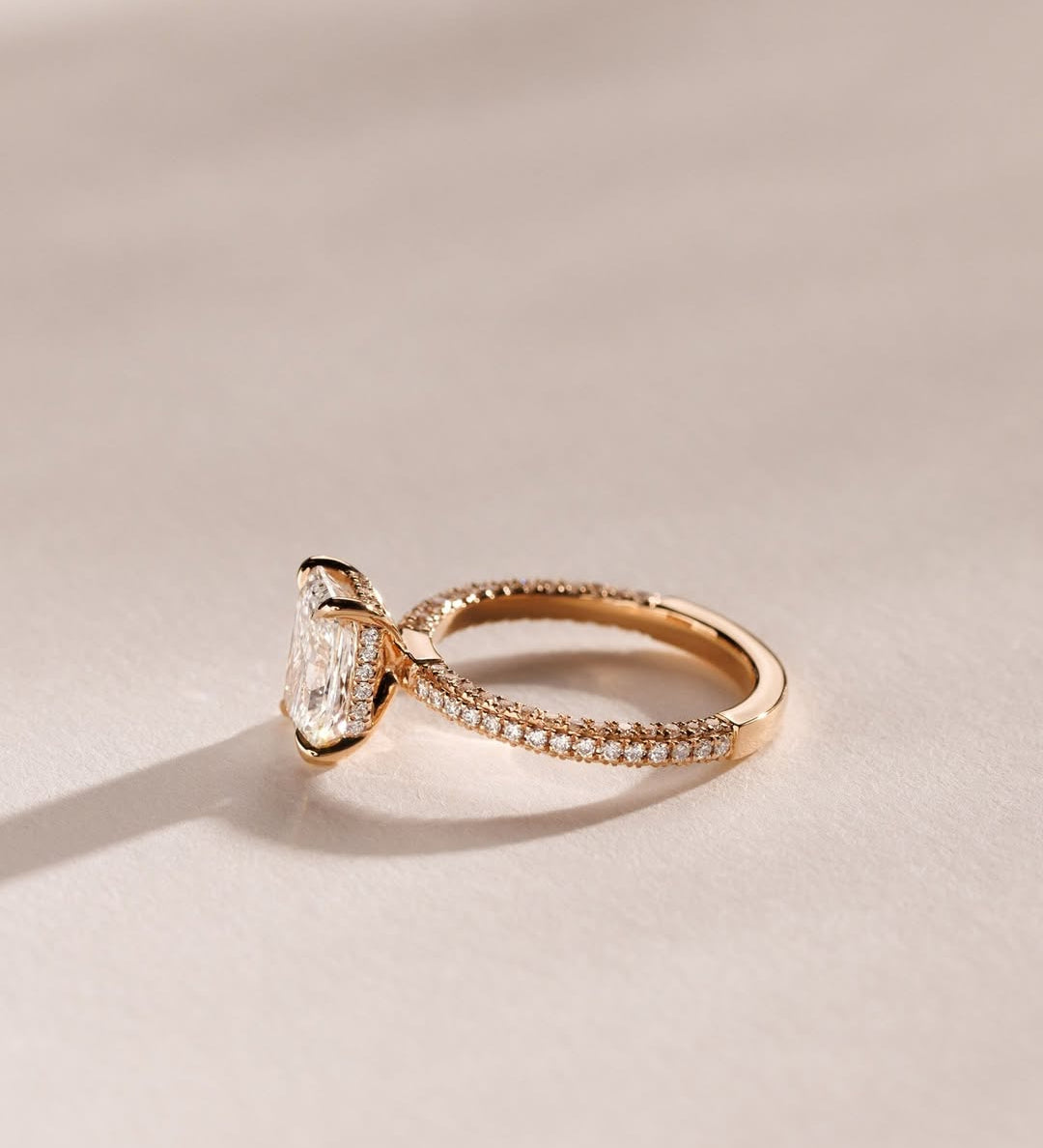 1.02 CT Radiant Lab Grown Diamond Pave Style Engagement Ring