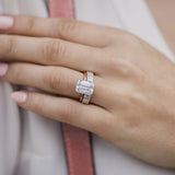 3.50 CT Emerald Solitaire Hidden Halo Moissanite Engagement Ring With 4