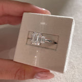 2.3 CT Emerald Lab Grown Diamond Three stone Style Engagement Ring