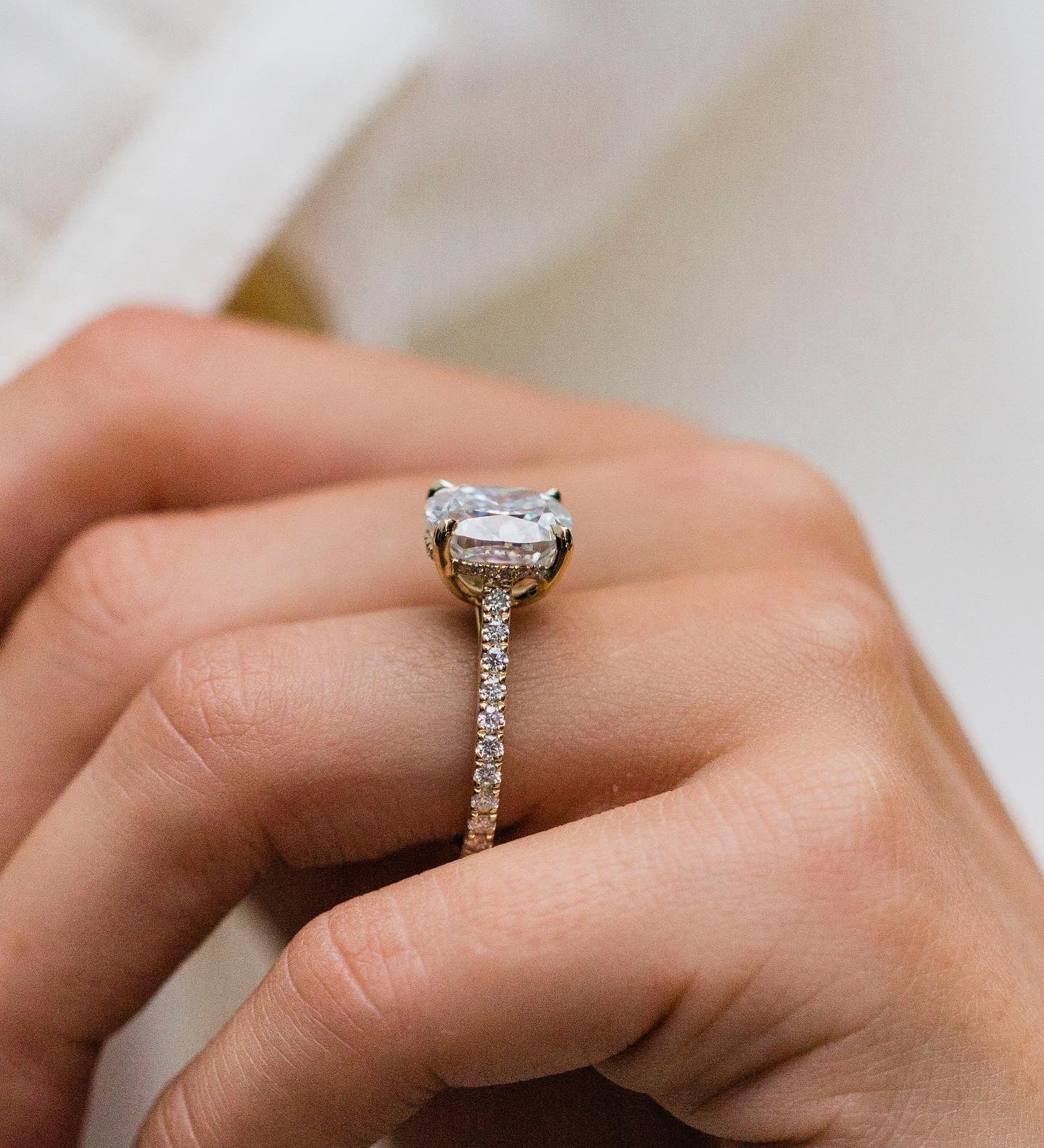 4.65 CT Cushion Solitaire Hidden Halo Moissanite Engagement Ring 3