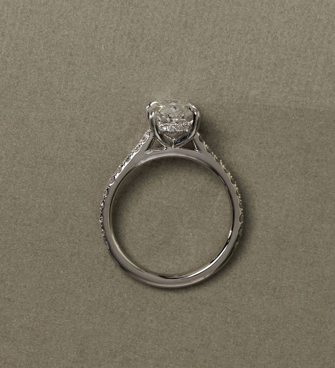 1.01 CT Oval Lab Grown Diamond Pave Style Engagement Ring