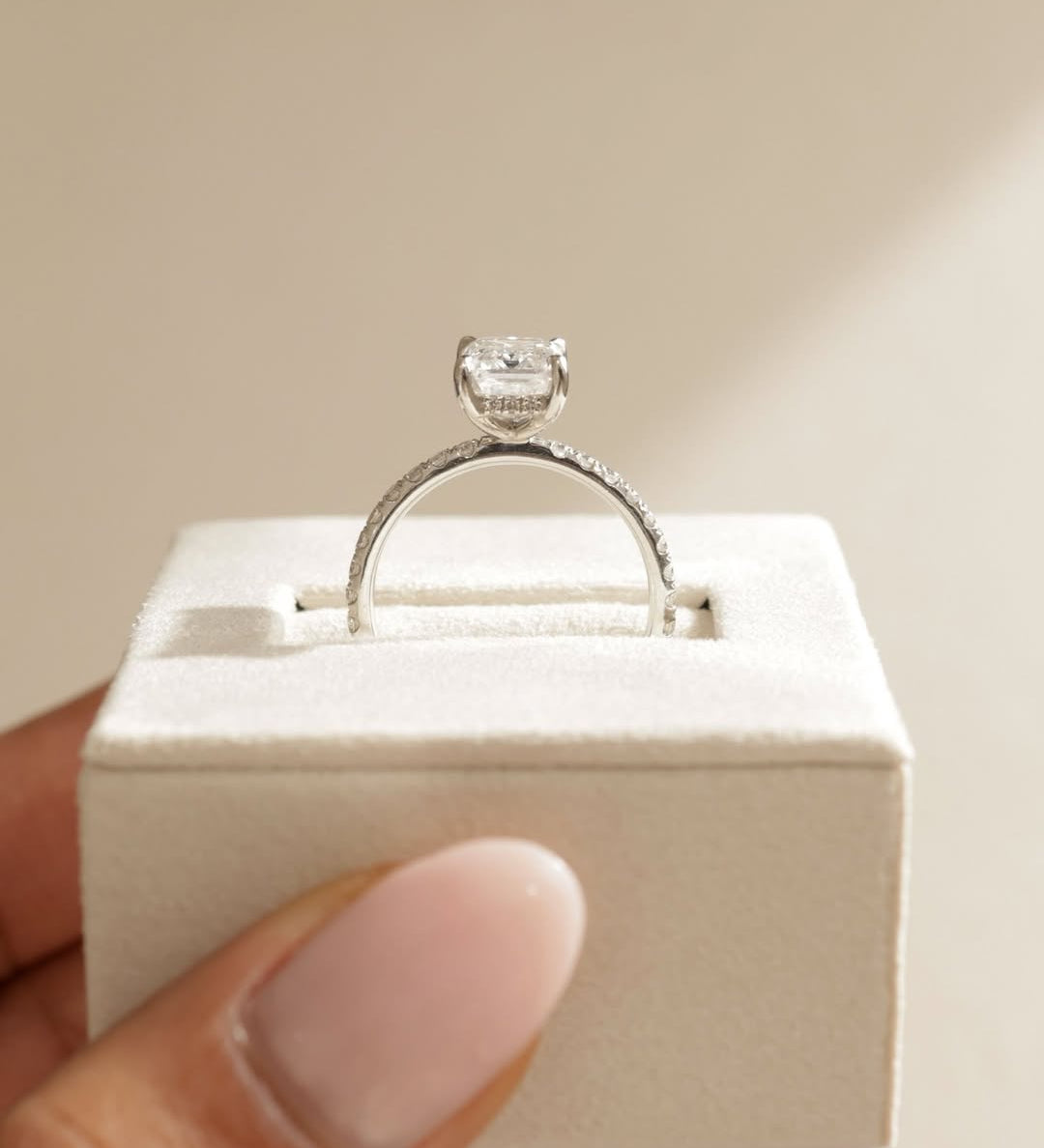 1.38 CT Emerald Lab Grown Diamond Pave Style Engagement Ring