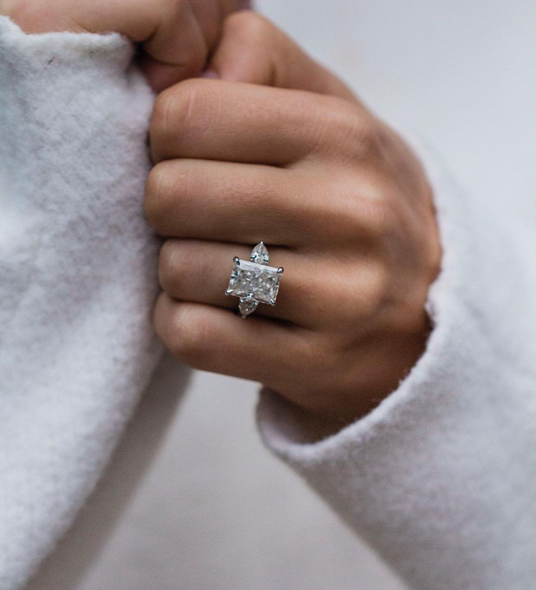 5.0 CT Radiant Three Stone Moissanite Engagement Ring 2