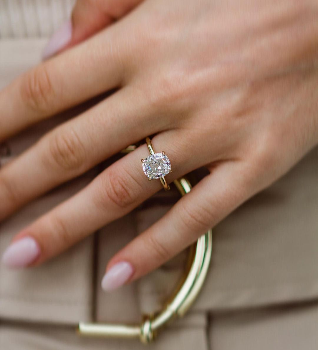 2.80 CT Cushion Solitaire Moissanite Engagement Ring 3