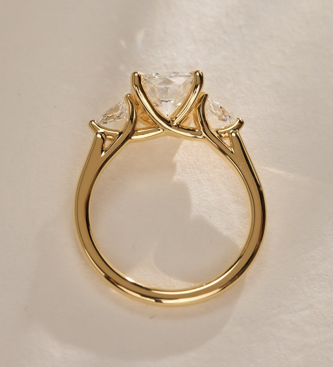 1.09 CT Cushion Lab Grown Diamond Three Stone Style Engagement Ring