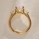 1.09 CT Cushion Lab Grown Diamond Three Stone Style Engagement Ring