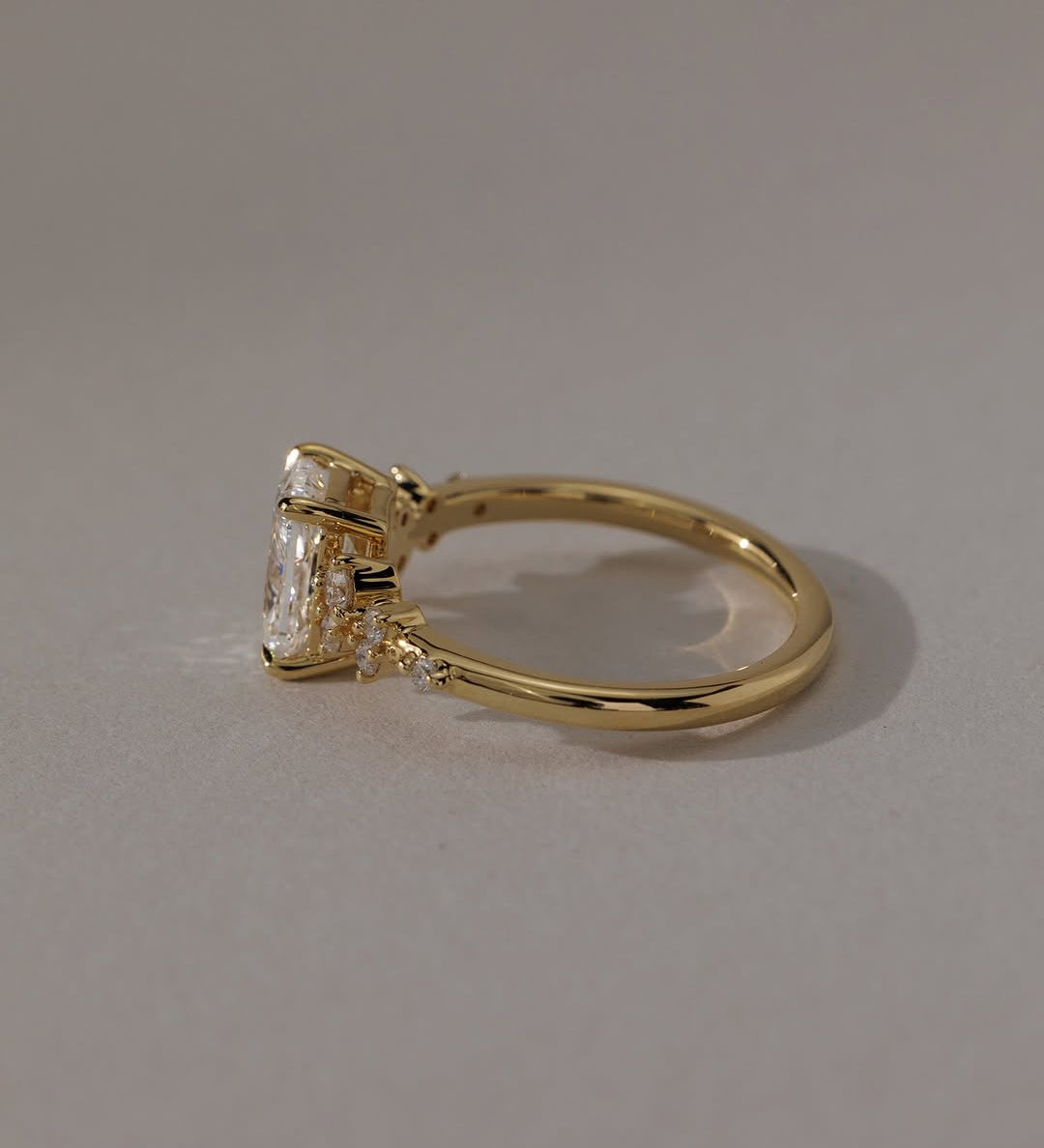 1.5 CT Elongated Cushion  Lab Grown Diamond Cluster Style Engagement Ring