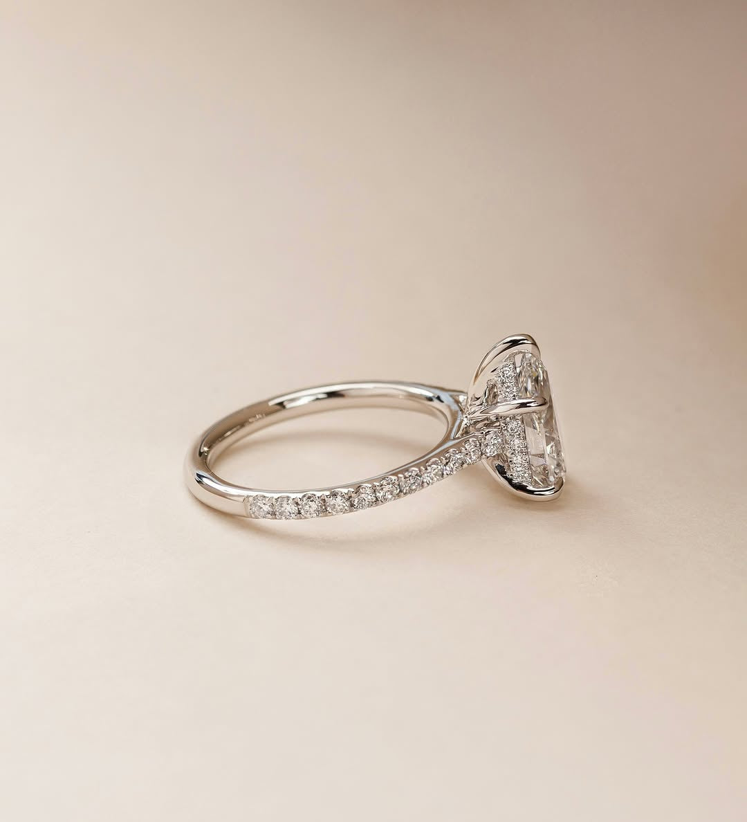 2.0 CT Pear Lab Grown Diamond Pave Style Engagement Ring