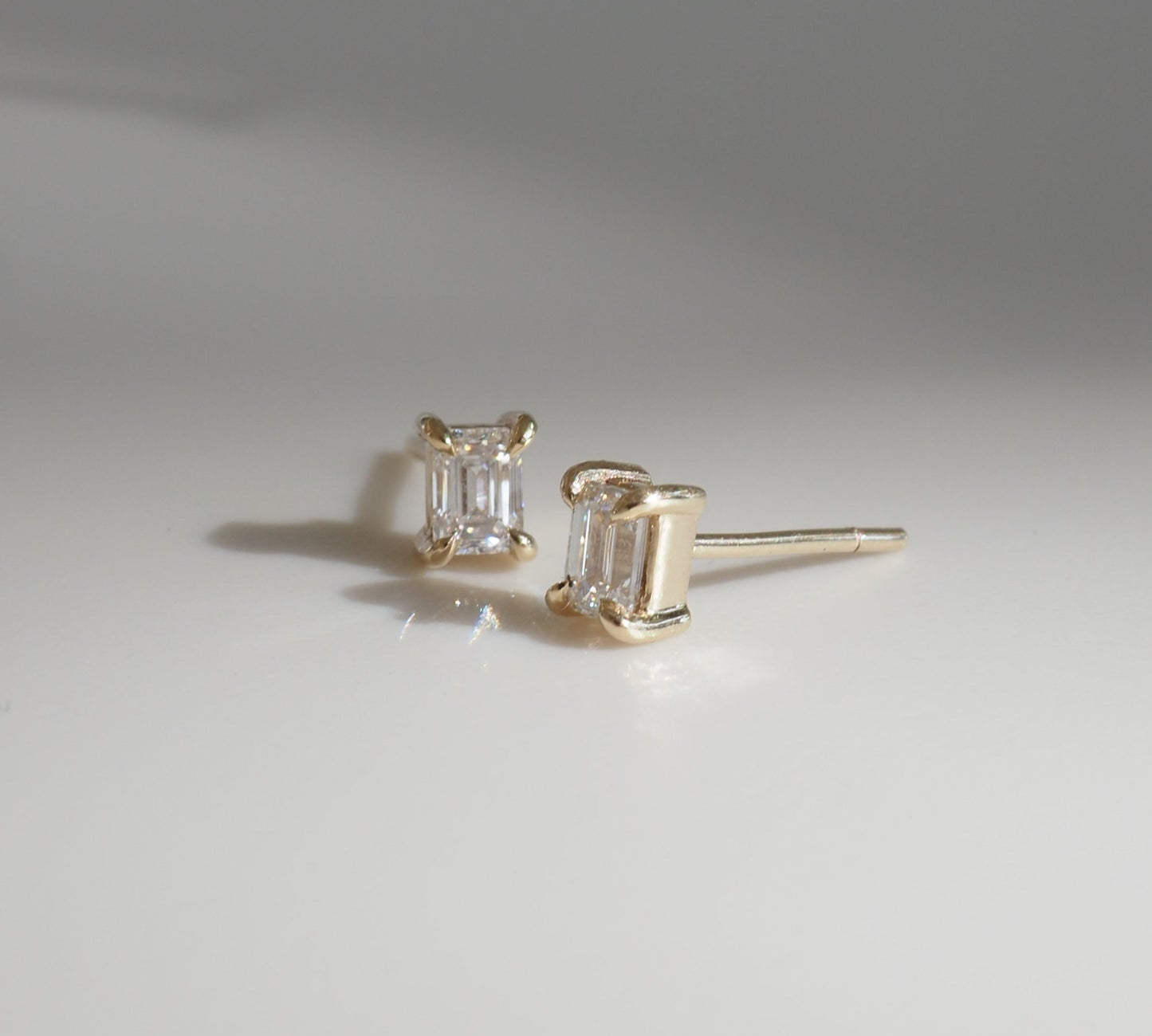 1.0 TCW Emerald Cut Lab Grown Stud Earrings