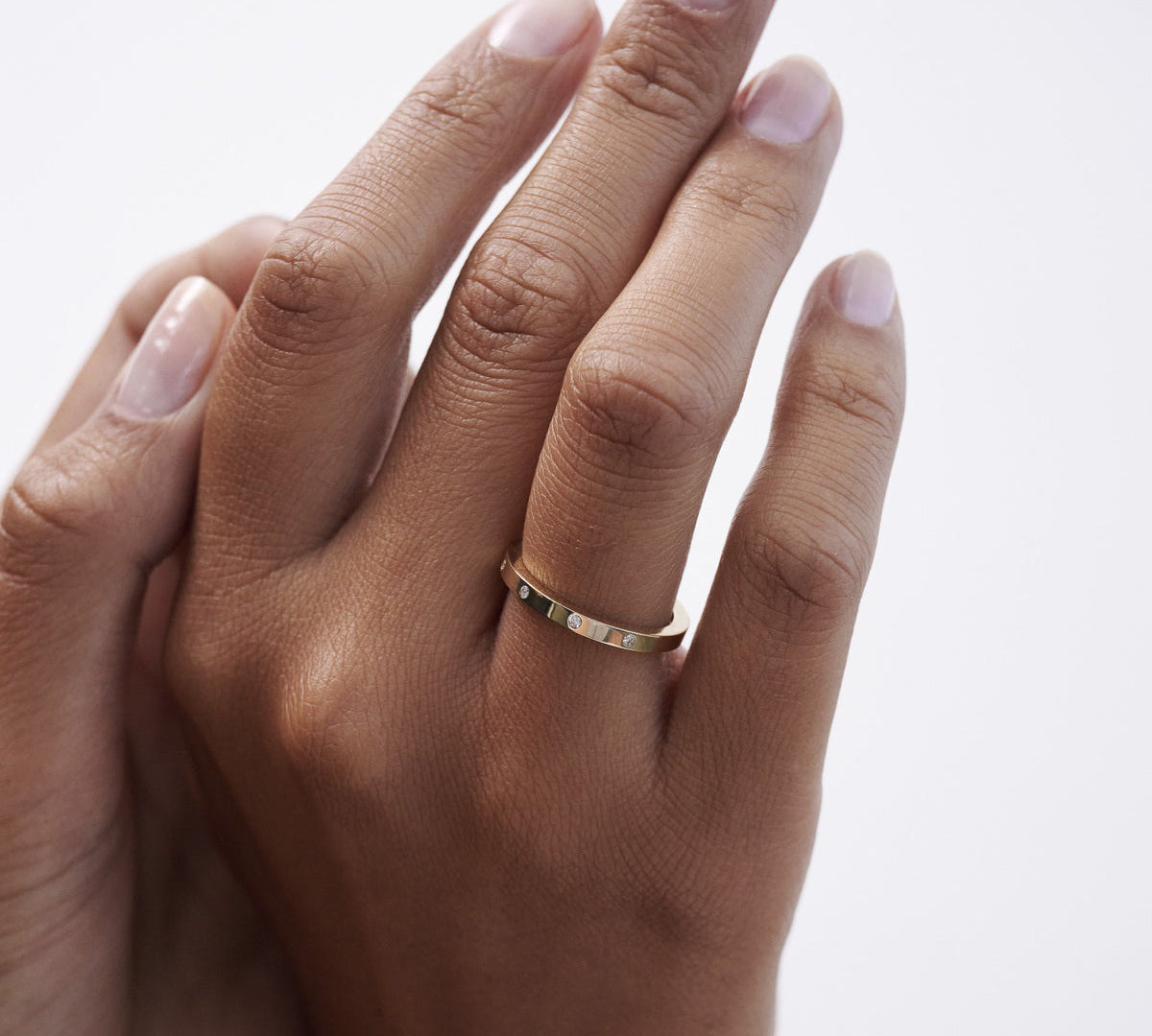 Stunning 0.04 TCW Round Moissanite Stones Flush Wedding Bands