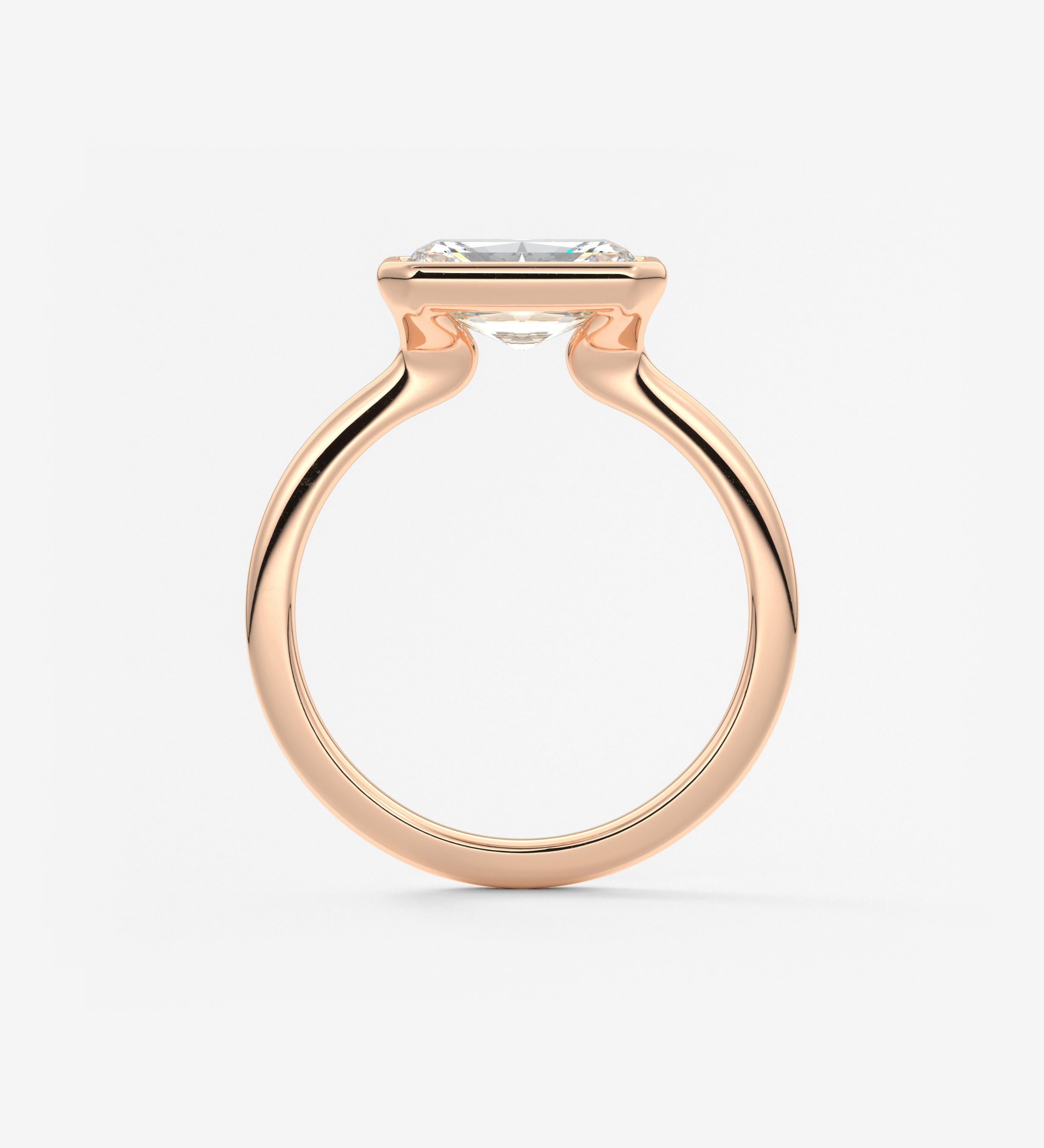 Radiant East West Bezel Lab Grown Diamond Engagement Ring