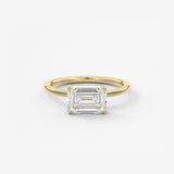 Emerald East West Solitaire Lab Grown Diamond Engagement Ring
