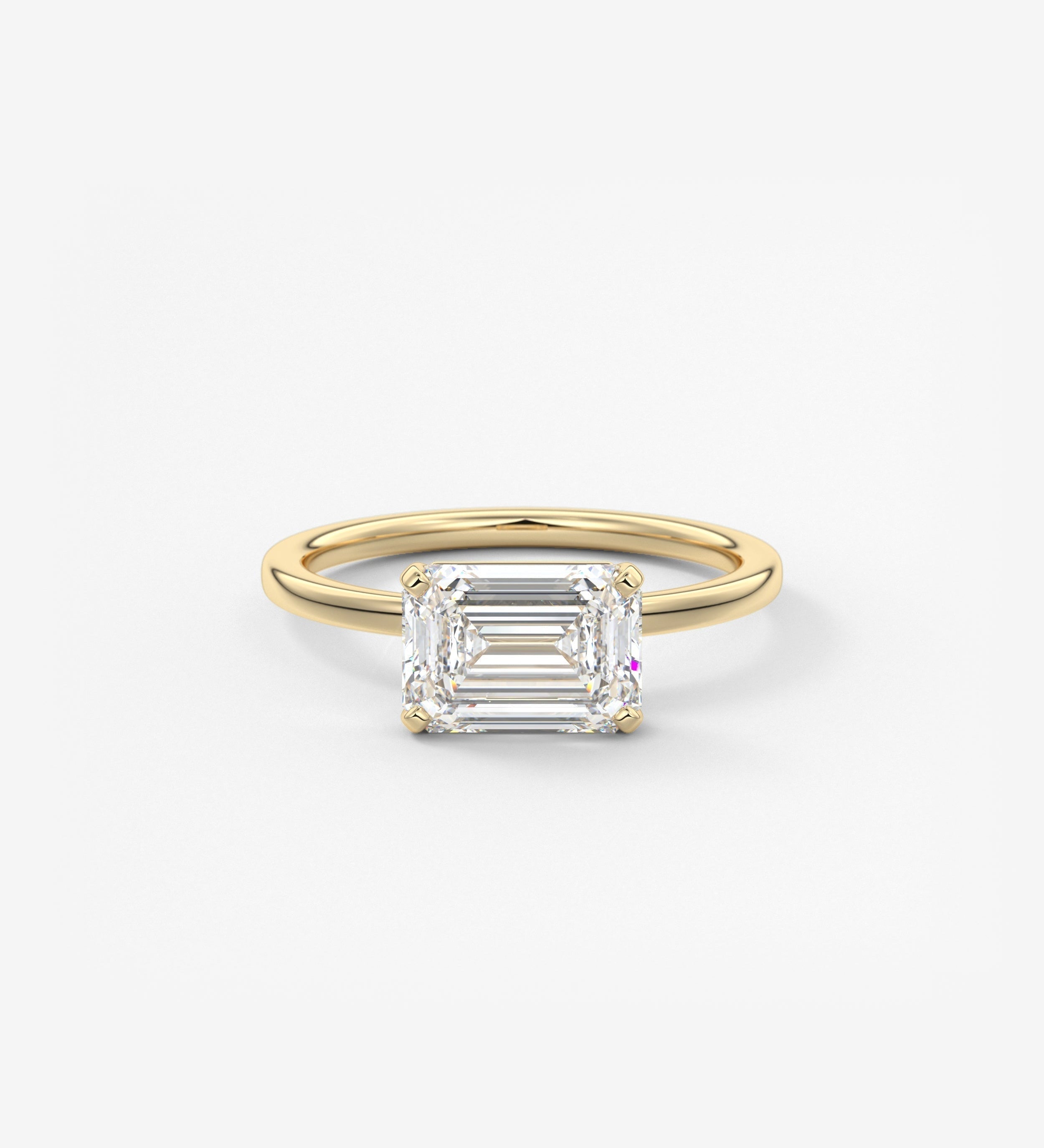 Emerald East West Solitaire Lab Grown Diamond Engagement Ring