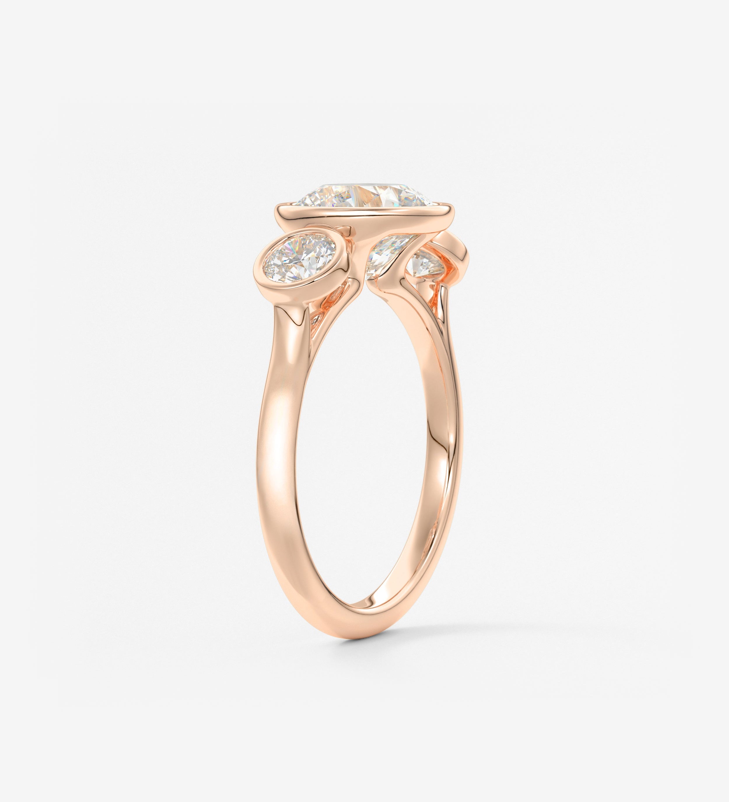 Round Three Stone Lab Grown Diamond Engagement Ring