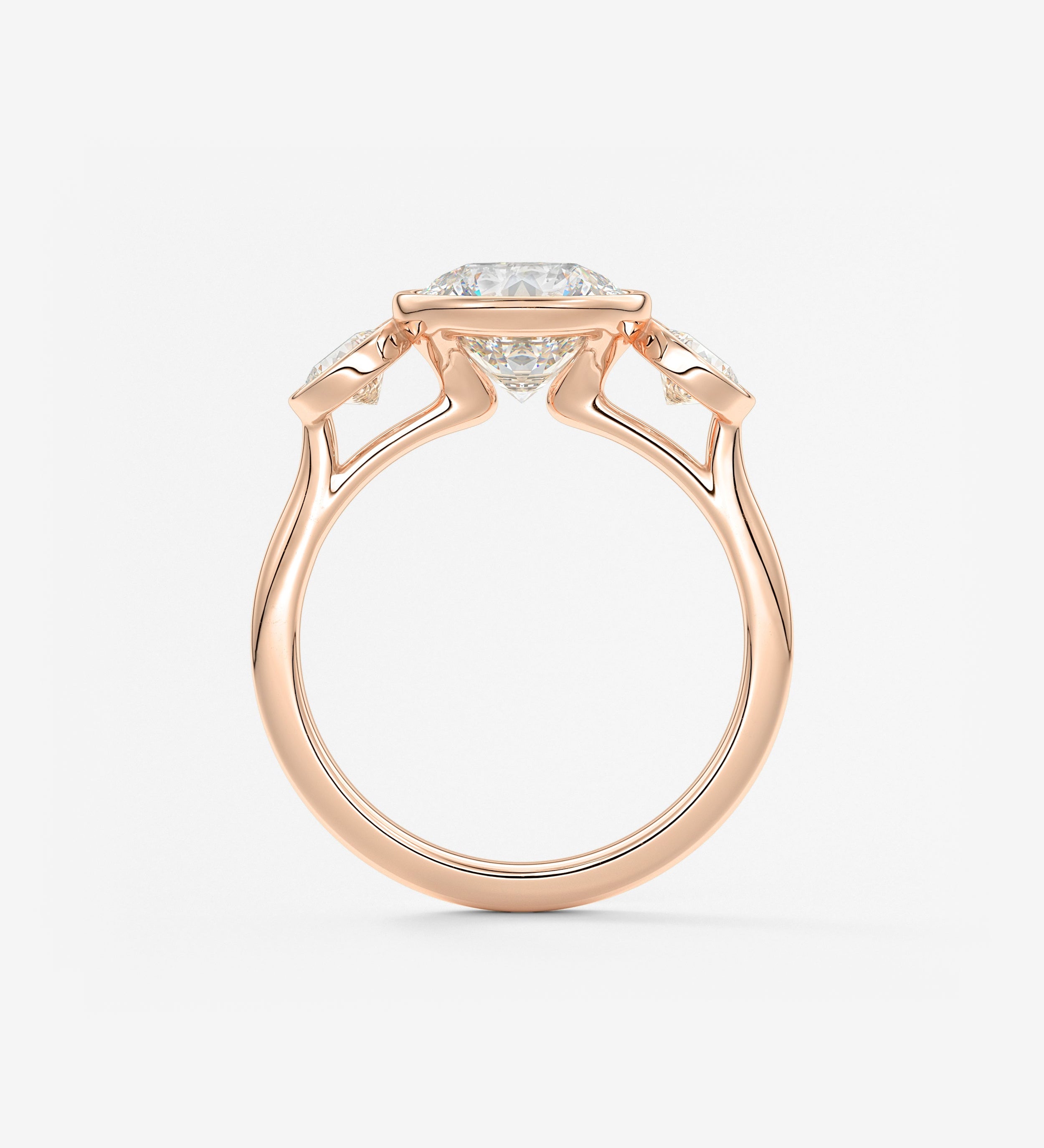 Round Three Stone Lab Grown Diamond Engagement Ring