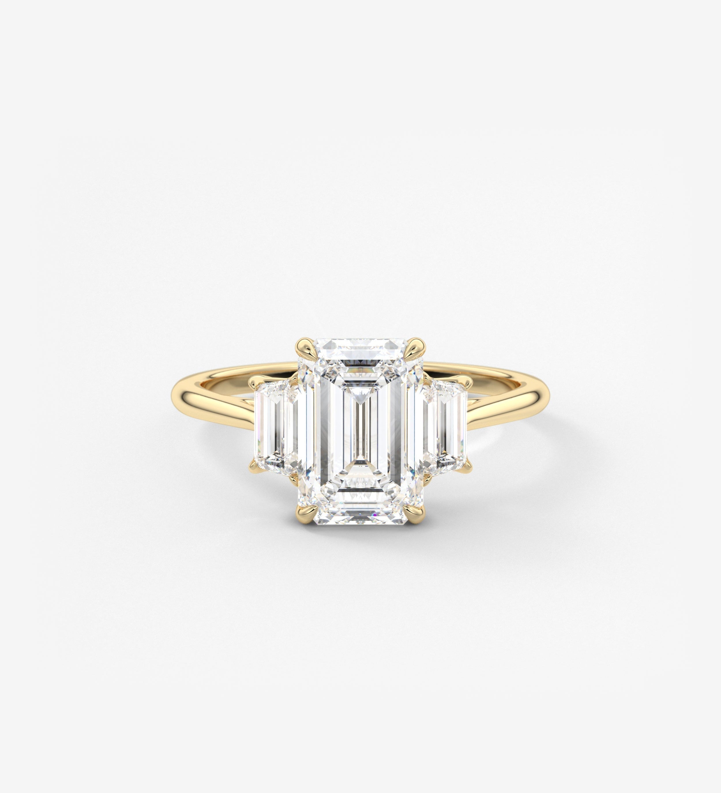Emerald Three Stone Lab Grown Diamond Engagement Ring