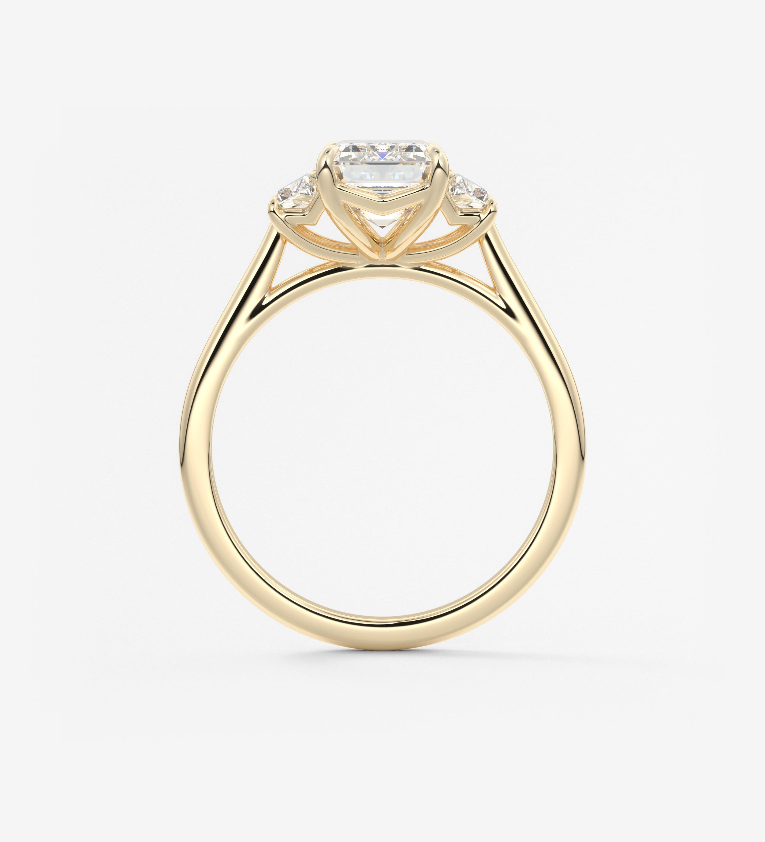 Emerald Three Stone Lab Grown Diamond Engagement Ring