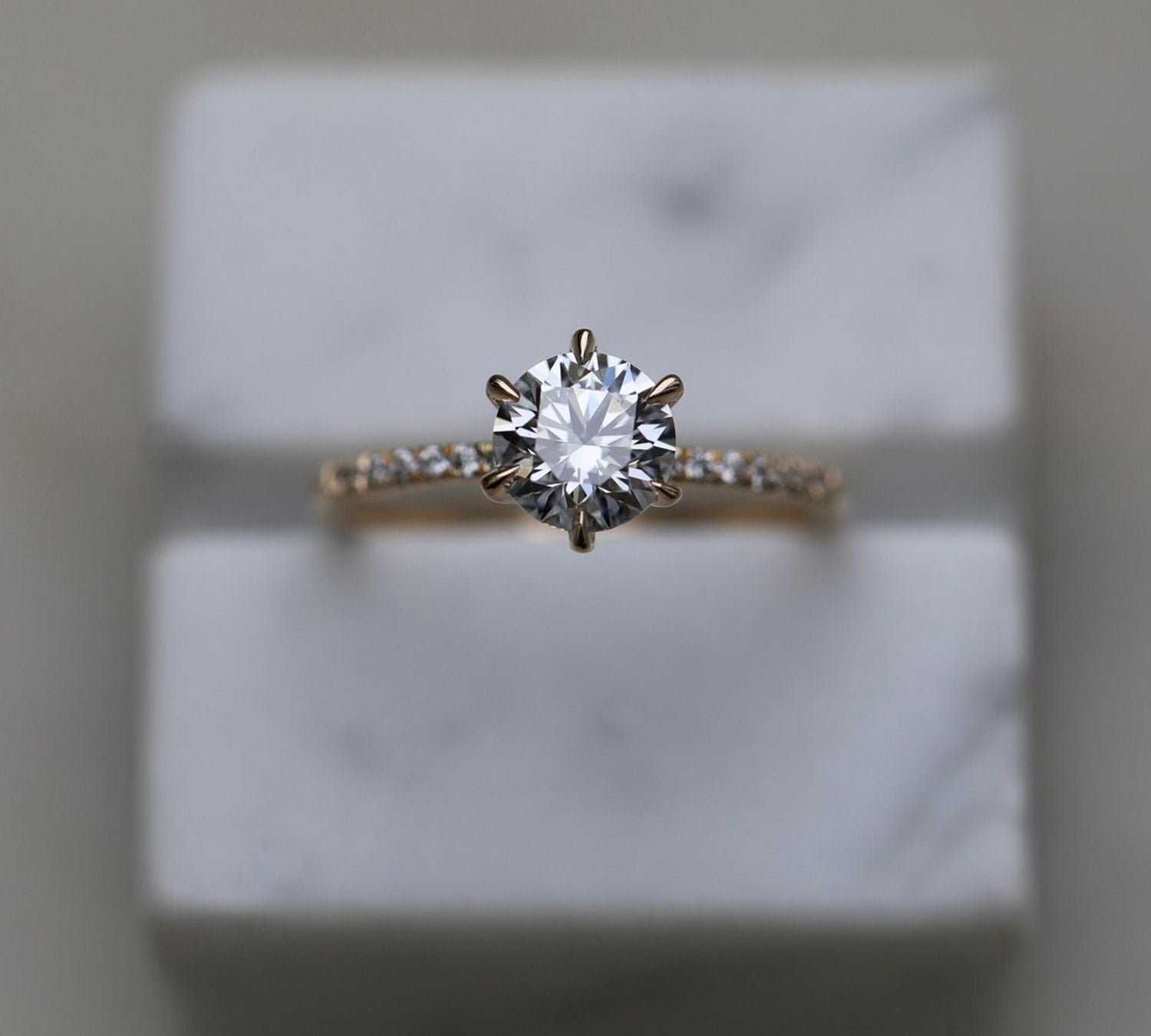 Round Cut Pave Lab Grown Diamond Engagement Ring