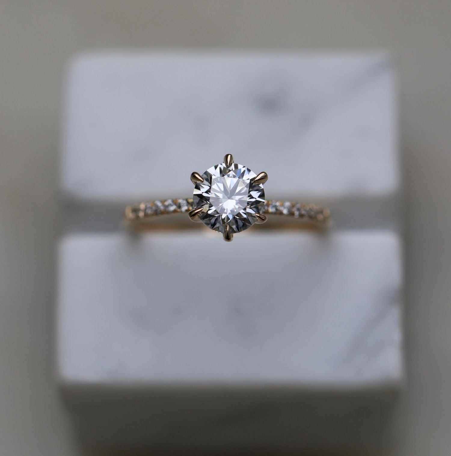 Round Cut Pave Lab Grown Diamond Engagement Ring