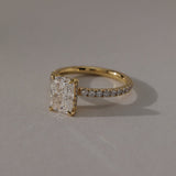 1.5 CT Elongated Cushion  Lab Grown Diamond Pave Setting Engagement Ring