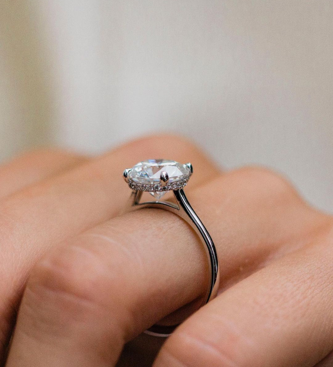 2.75 CT Round Hidden Halo Moissanite Engagement Ring 2