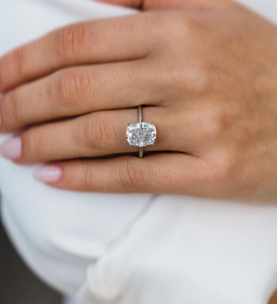 4.55 CT Cushion Cut Solitaire Moissanite Engagement Ring 1