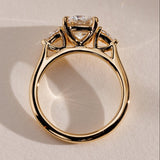 1.04 CT Elongated Cushion Lab Grown Diamond Three Stone Style Engagement Ring