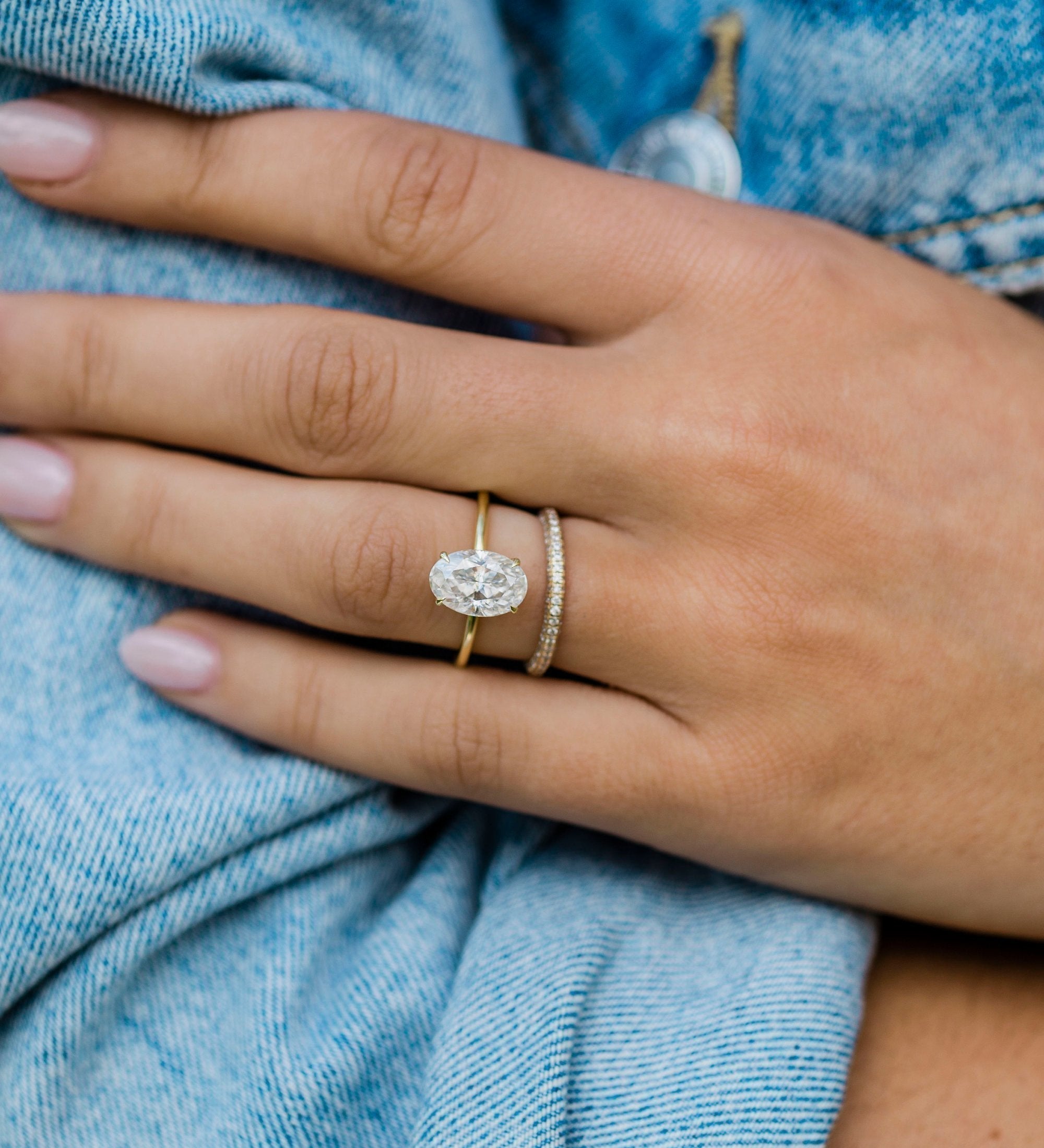 2.70 CT Oval Solitaire Hidden Halo Moissanite Engagement Ring 3