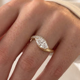 1.1 CT Marquise Lab Grown Diamond Engagement Ring – Curved Pavé