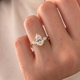 1.5 CT Three Stone Pear Lab Grown Diamond Engagement Ring