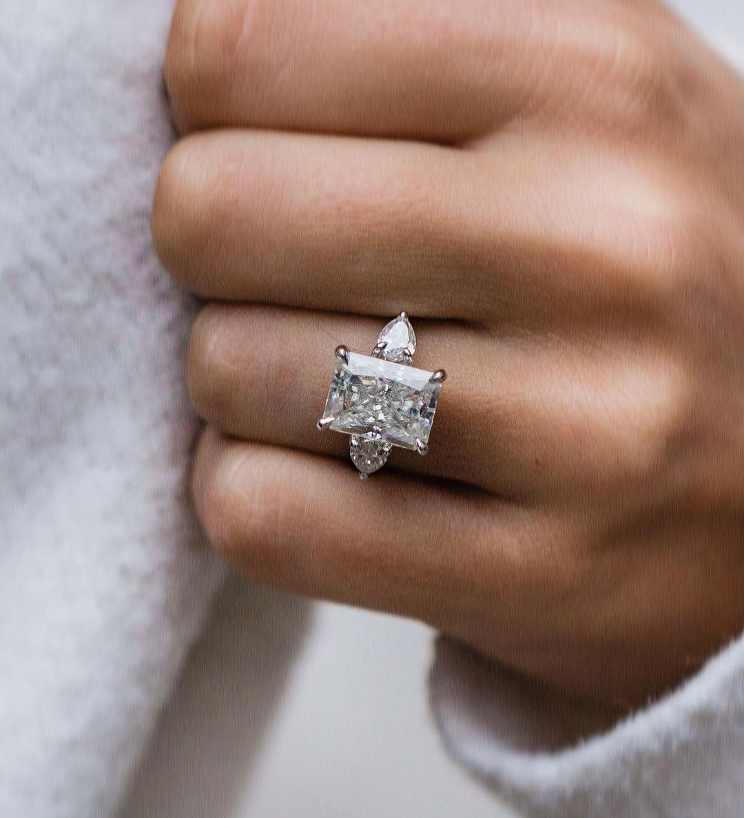 5.0 CT Radiant Three Stone Moissanite Engagement Ring 1