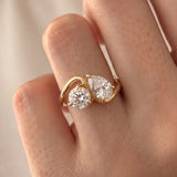 2.05 CT Round & Pear Lab Grown Diamond Engagement Ring – Two Stone