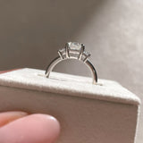 2.3 CT Emerald Lab Grown Diamond Three stone Style Engagement Ring