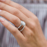 3.40 CT Oval Solitaire Hidden Halo & Pave Moissanite Engagement Ring 7