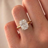 3 CT Solitiare Elongated Cushion Lab Grown Diamond Engagement Ring
