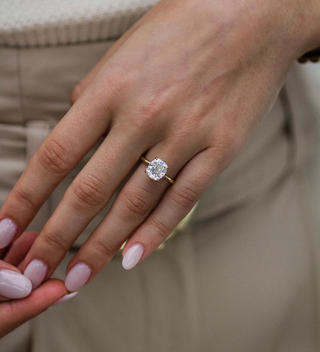 2.80 CT Cushion Solitaire Moissanite Engagement Ring 2
