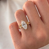 2 CT Flower Marquise Lab Grown Diamond Engagement Ring