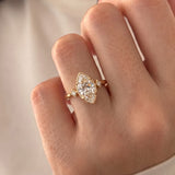 2 CT Three Stone/ Bezel Marquise Lab Grown Diamond Engagement Ring
