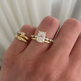 1.80 CT Elongated Cushion Lab Grown Diamond Pave Style Engagement Ring