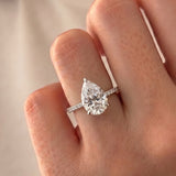 2.5 CT Pear Lab Grown Diamond Engagement Ring – Hidden Halo Pave