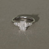 1.58 CT Emerald Lab Grown Diamond Three Stone Setting Engagement Ring