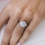 2.50 CT Elongated Cushion Three Stone Moissanite Engagement Ring 1
