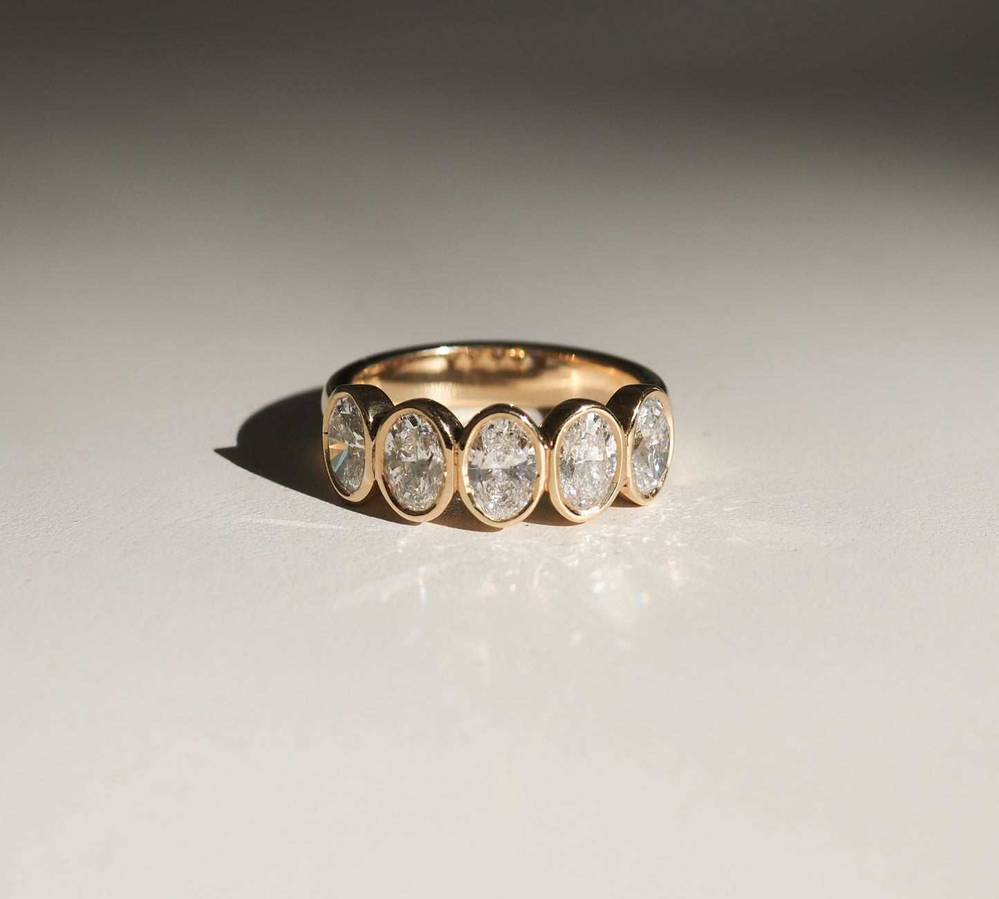 Stunning 1.65 TCW Oval Moissanite Stones Bezel Wedding Bands