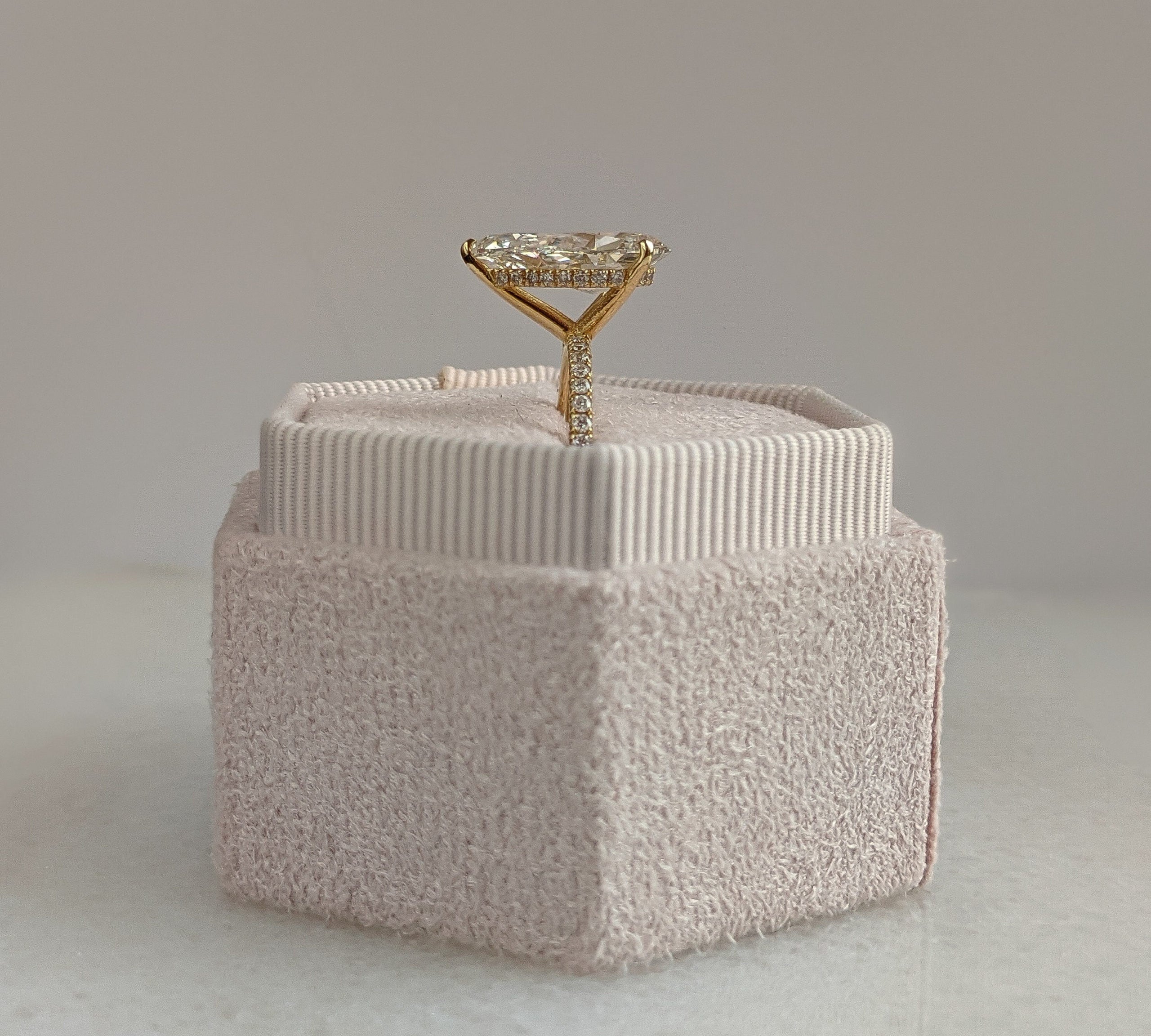 Pear Cut Pave Lab Grown Diamond Engagement Ring